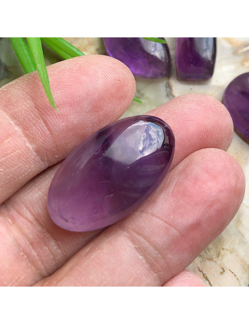 Cabochons en améthyste, lot de 6 pierres