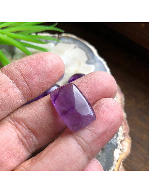 Lot de 6 cabochons en pierre semi-précieuse d’améthyste