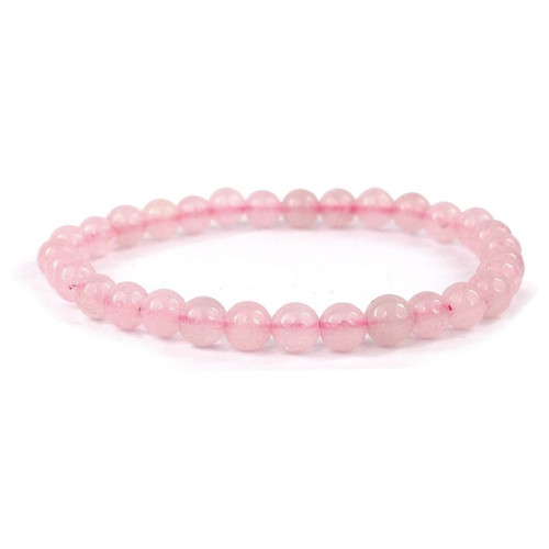 Quartz rose, Bracelet extensible perles de 6 mm