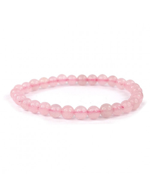 Quartz rose, Bracelet extensible perles de 6 mm