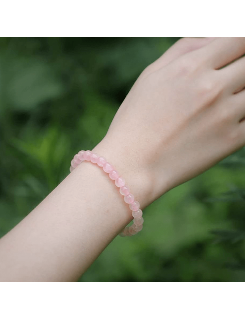 Fin, élégant et raffiné. Quartz rose, Bracelet extensible.