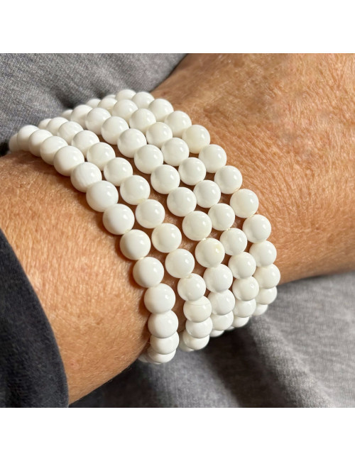 Bracelet extensible en nacre de bénitier 6 mm