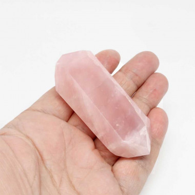 Double pointe de massage à 6 facettes Quartz rose