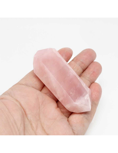 Double pointe de massage à 6 facettes Quartz rose
