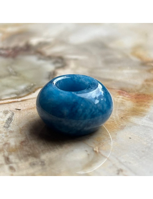 Perle agate bleue facettée large trou