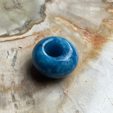 Perle agate bleue facettée large trou