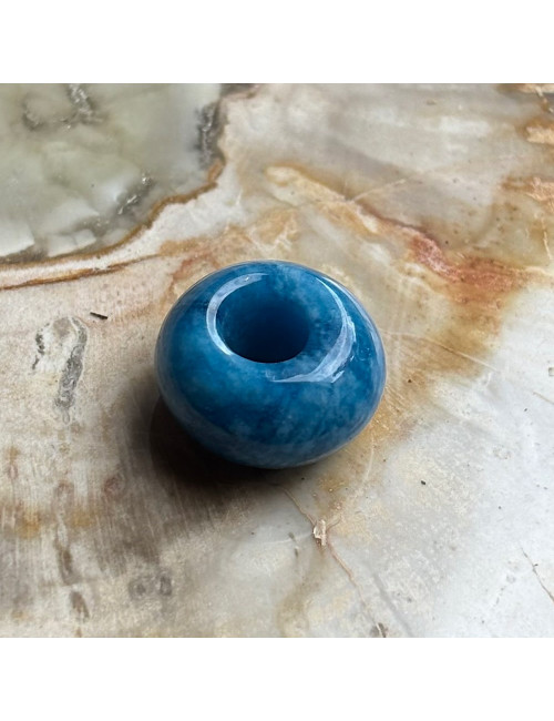 Perle agate bleue facettée large trou