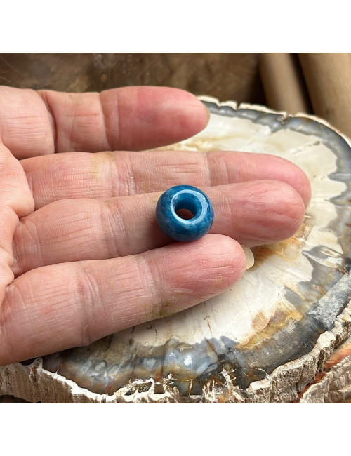 Perle agate bleue facettée large trou