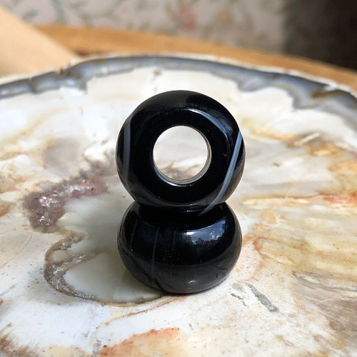 Perle agate bleue facettée large trou