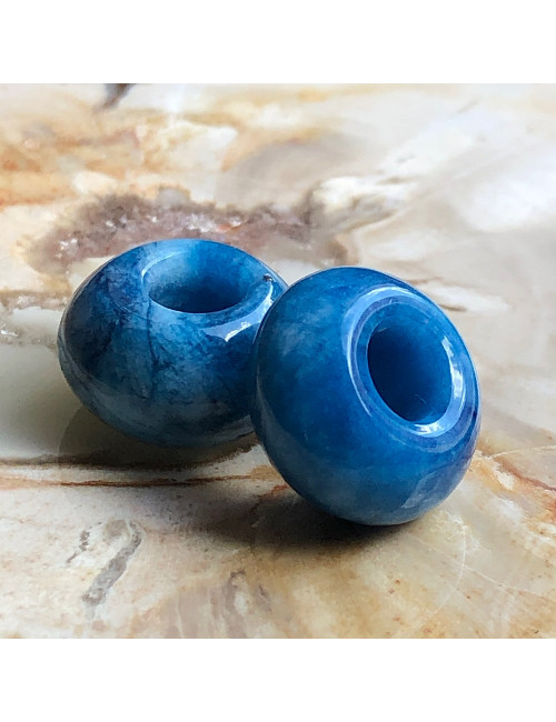 Perle agate bleue facettée large trou