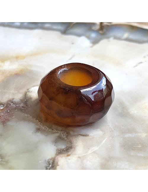 Perle agate bleue facettée large trou