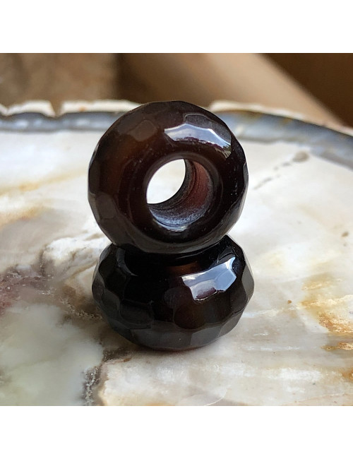 Perle agate bleue facettée large trou