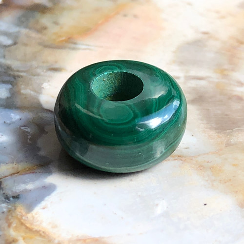 Malachite naturelle du Congo , Perle large trou