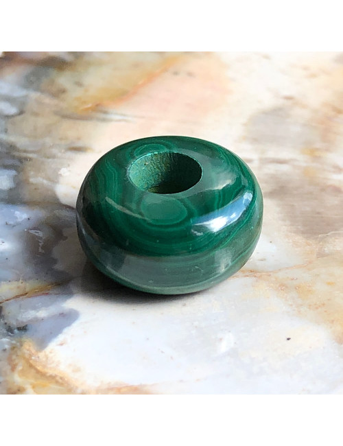 Malachite naturelle du Congo , Perle large trou