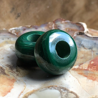 Malachite naturelle du Congo , Perle large trou