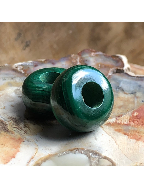 Malachite naturelle du Congo , Perle large trou