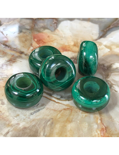 Malachite naturelle du Congo , Perle large trou