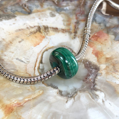 Malachite naturelle du Congo , Perle large trou