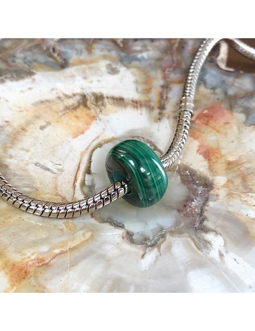 Malachite naturelle du Congo , Perle large trou