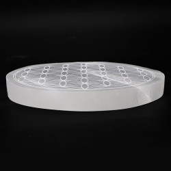 Plaque de sélénite AA fleur de vie, 14 cm