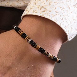 Œil de tigre et Onyx, Bracelet homme