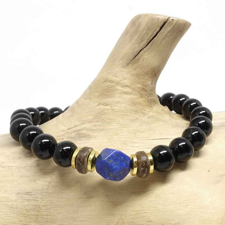 Lapis lazuli, onyx et bois