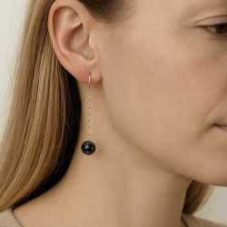 Boucles d'oreilles en pierre obsidienne flocon de neige