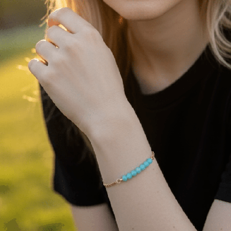 Bracelet plaqué or avec pierre amazonite