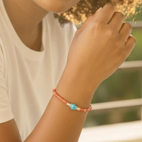 Bracelet création en Corail et turquoise
