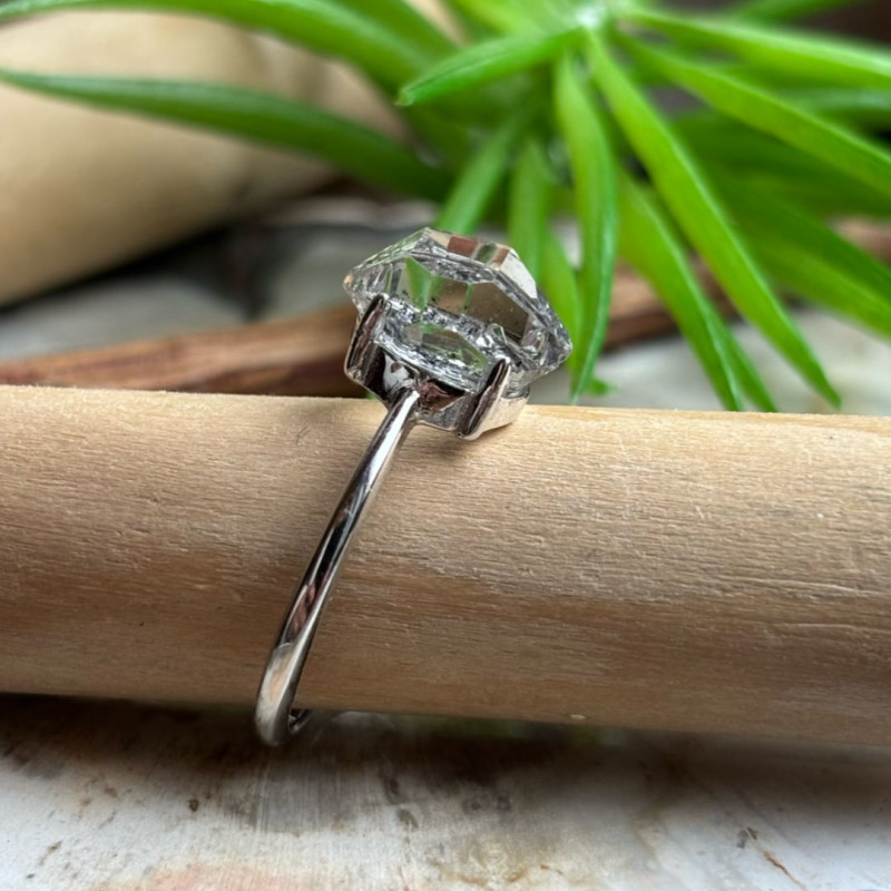 Bague ajustable diamant d’herkimer