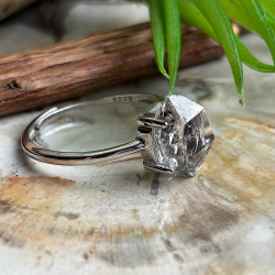 Bague en argent 925 et pierre diamant d’Herkimer