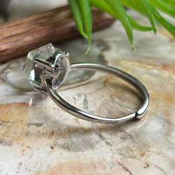 Bague en argent 925 et pierre diamant d’Herkimer