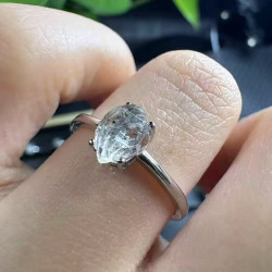 Bague en argent 925 et pierre diamant d’Herkimer