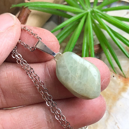 Pendentif Aigue-marine sur chaîne - Qualité extra