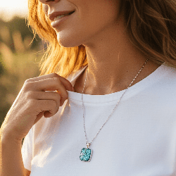 Pendentif sur chaîne acier en nacre abalon