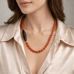 Collier corail et onyx