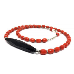 Collier corail et onyx