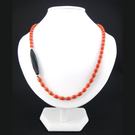 Collier corail et onyx