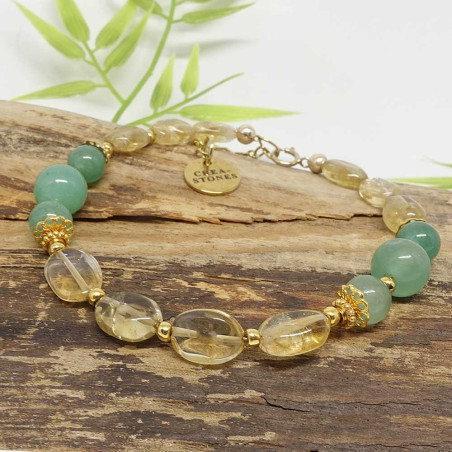 Bracelet Citrine et Aventurine verte – Pierre d’abondance et d’équilibre