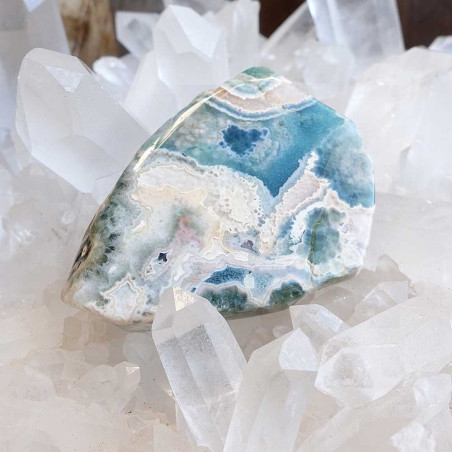 Motifs océaniques uniques, jaspe océan pierre d’harmonie et d’apaisement. Idéale pour la création de bijoux énergétiques