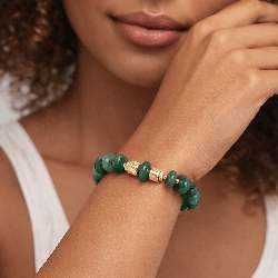 Bracelet création en pierre naturelle de jade avec finition Gold filled 14k