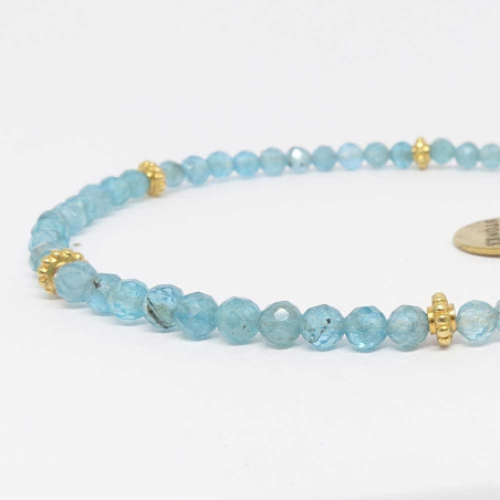 Bracelet création pierre Apatite perles facettées avec Gold Filled14K