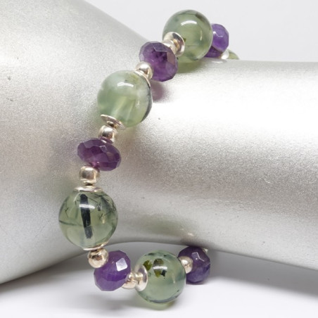 Bracelet en prehnite et améthyste
