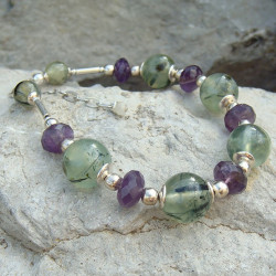 Bracelet en prehnite et améthyste