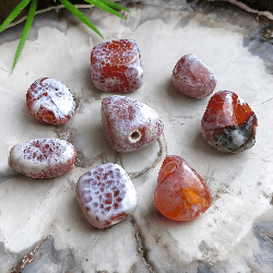 Agate de feu, 8 perles