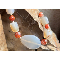 Agate naturelle, 1 grande perle ovale