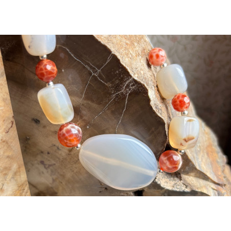 Agate naturelle, 1 grande perle ovale