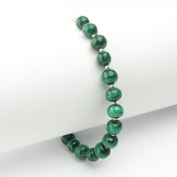 Bracelet malachite,  petites perles ag925