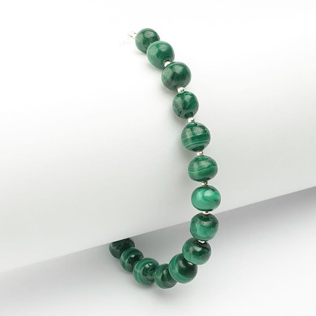 Bracelet malachite,  petites perles ag925