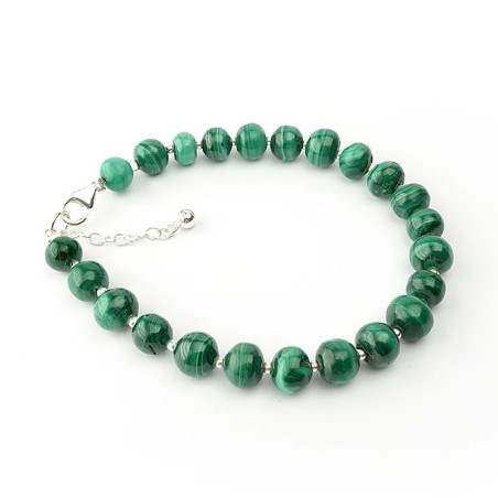 Bracelet malachite,  petites perles ag925
